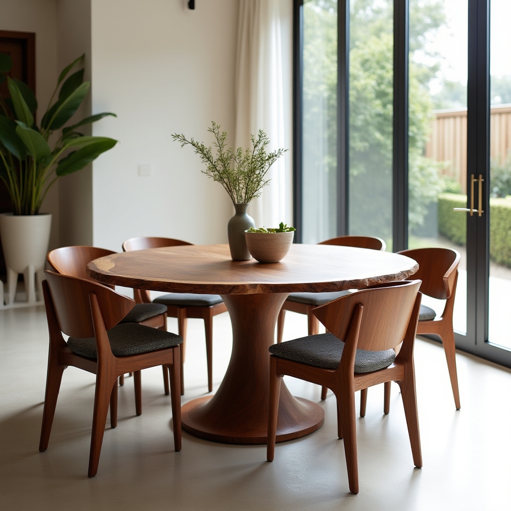 Custom-made wooden dining table and chairs