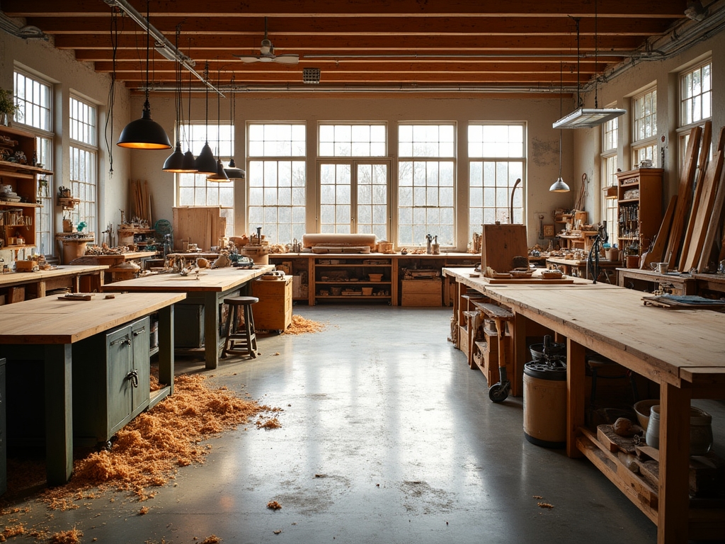 Our woodworking workshop with various tools and equipment